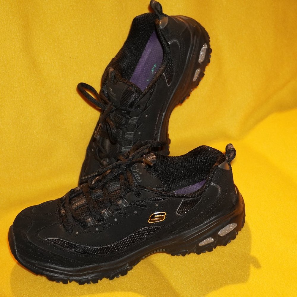 Skechers D'Lites Black and Sparkly Sneakers
